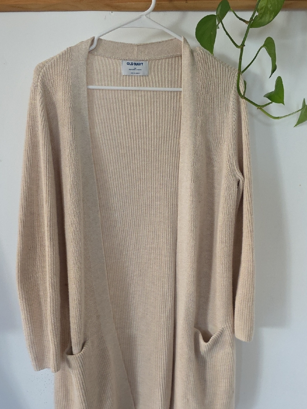 Old Navy Beige Open-Front Ribbed Cardigan